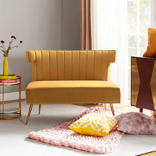 Loveseat Wingback Megara de terciopelo sin brazos