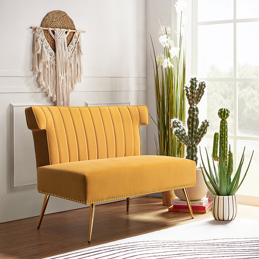 Loveseat Wingback Megara de terciopelo sin brazos