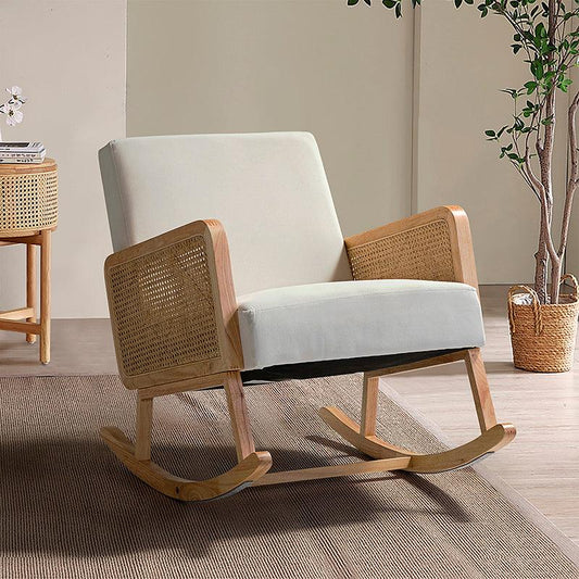 Yamat Velvet Rocking Chair with Cane Arms - Hulala Home