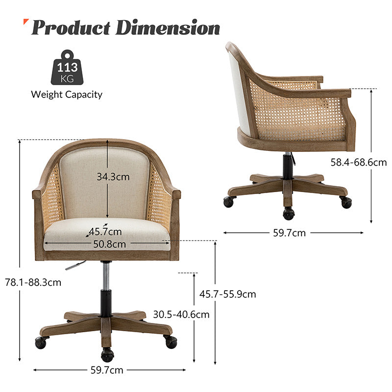 Silla de tareas de Audrey con Rattan Arms