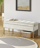 Egmund Banco de Almacenamiento Tapizado con Tapa Abatible y Patas de Madera