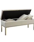 Egmund Banco de Almacenamiento Tapizado con Tapa Abatible y Patas de Madera