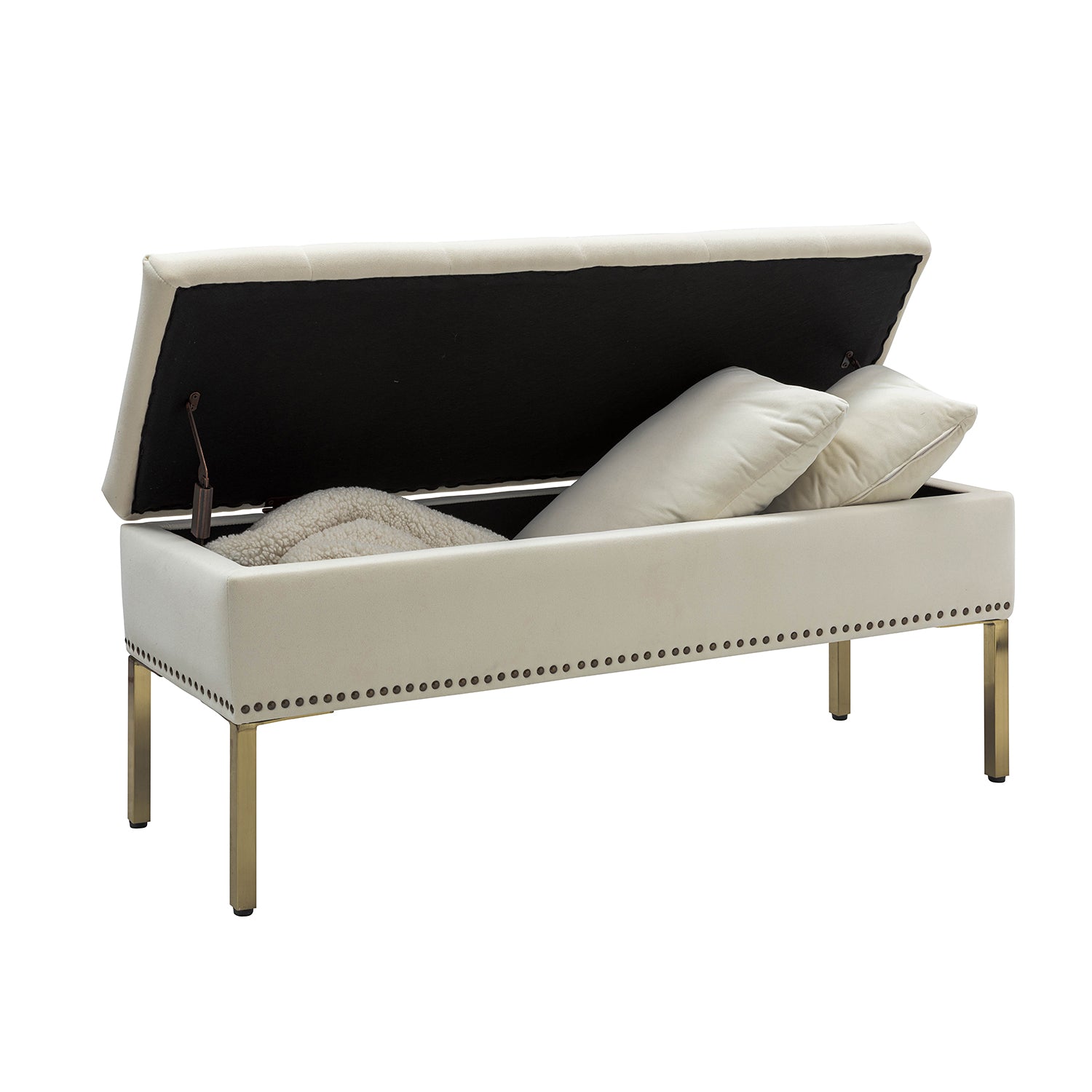 Egmund Banco de Almacenamiento Tapizado con Tapa Abatible y Patas de Madera