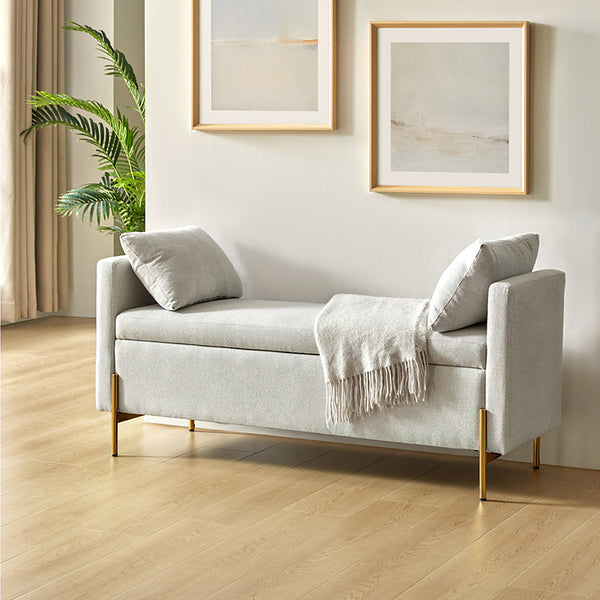 Banco de almacenaje tapizado Arvid Flip Top