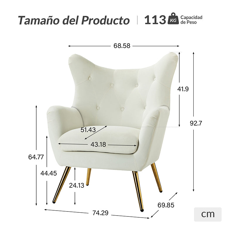 Sillón Isabelle de Terciopelo con Respaldo Alado