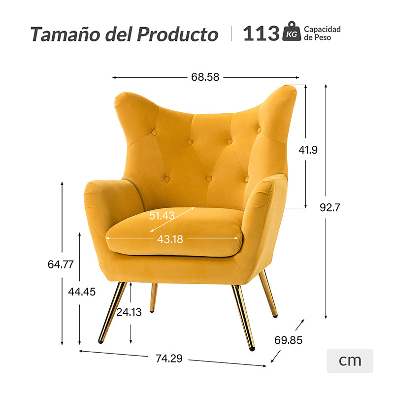 Sillón Isabelle de Terciopelo con Respaldo Alado