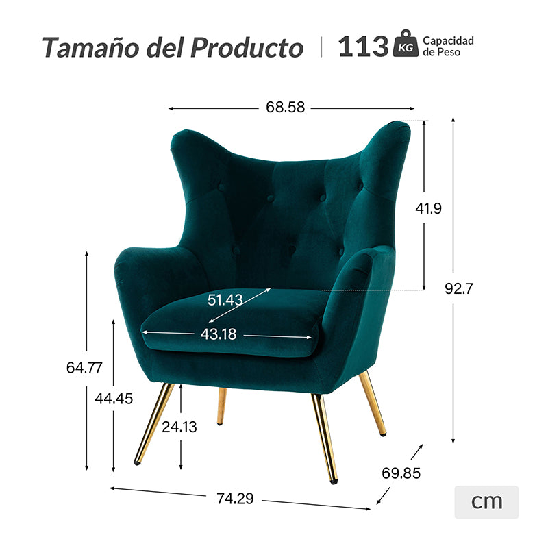 Sillón Isabelle de Terciopelo con Respaldo Alado