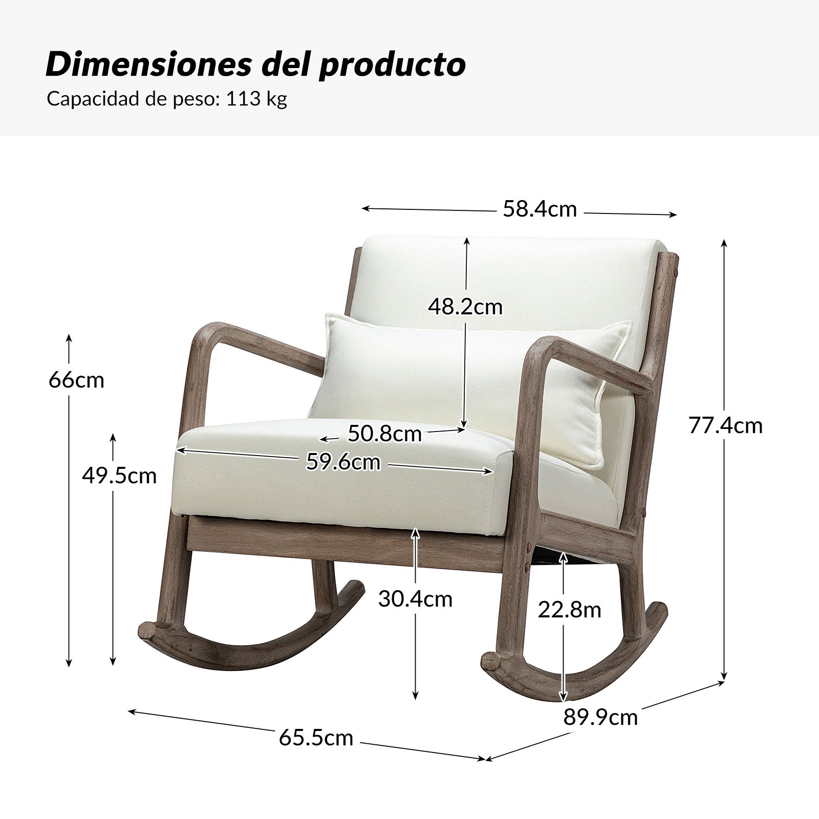 Mecedora de mediados de siglo Ceferino con cojín lumbar