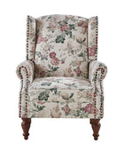 Sillón acentuado tapizado Matteo Floral con adornos de cabeza de clavo