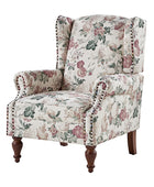 Sillón acentuado tapizado Matteo Floral con adornos de cabeza de clavo