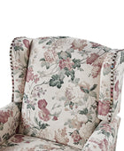 Sillón acentuado tapizado Matteo Floral con adornos de cabeza de clavo