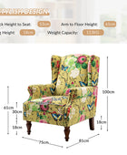 Sillón acentuado tapizado Matteo Floral con adornos de cabeza de clavo