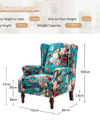 Sillón acentuado tapizado Matteo Floral con adornos de cabeza de clavo