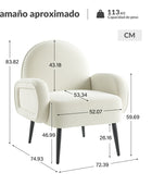 Val Sillón Moderno de Terciopelo con Patas Metálicas Ajustables