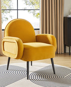 Val Sillón Moderno de Terciopelo con Patas Metálicas Ajustables