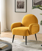 Val Sillón Moderno de Terciopelo con Patas Metálicas Ajustables