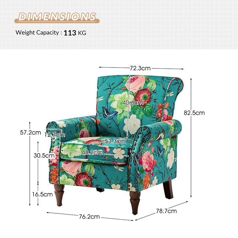 Artemisa Sillón Tapizado Moderno Con Estampado Floral