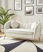 Loveseat Emilio con patas doradas y cojín de felpa