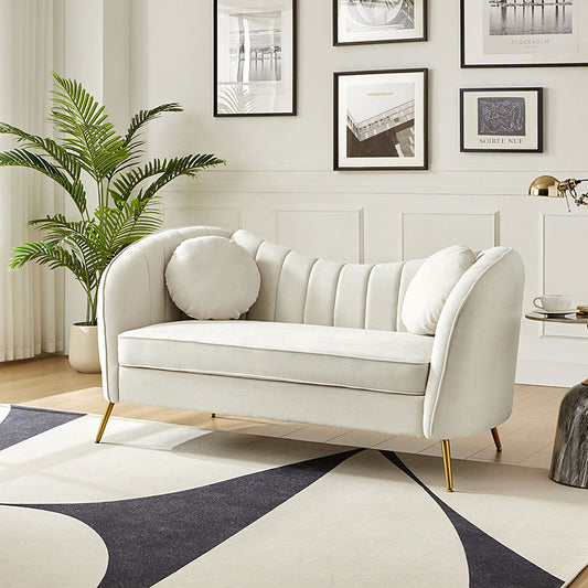Loveseat Emilio con patas doradas y cojín de felpa