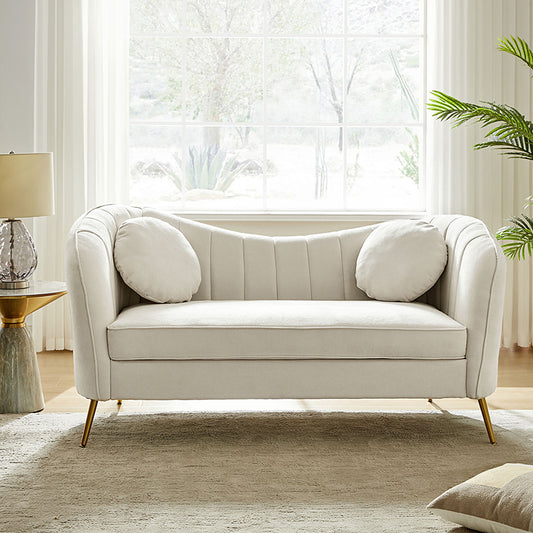 Loveseat Emilio con patas doradas y cojín de felpa