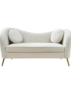 Loveseat Emilio con patas doradas y cojín de felpa