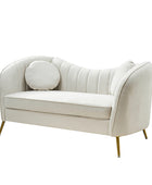 Loveseat Emilio con patas doradas y cojín de felpa