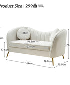 Loveseat Emilio con patas doradas y cojín de felpa