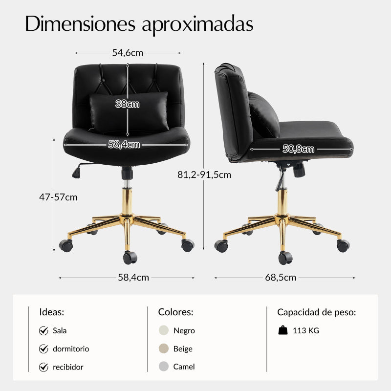 Silla de Oficina Cecil de Altura Ajustable con Respaldo Acolchado y Almohada