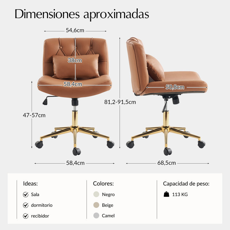 Silla de Oficina Cecil de Altura Ajustable con Respaldo Acolchado y Almohada