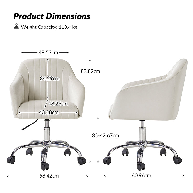 Silla de Tarea Moderna de Terciopelo Theo con Respaldo Acolchado