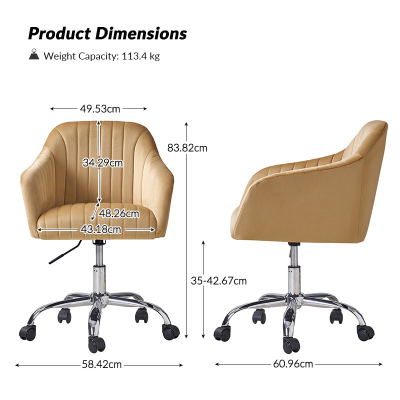 Silla de Tarea Moderna de Terciopelo Theo con Respaldo Acolchado