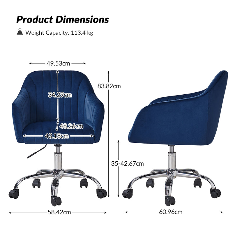 Silla de Tarea Moderna de Terciopelo Theo con Respaldo Acolchado