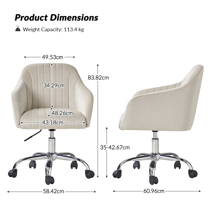 Silla de Tarea Moderna de Terciopelo Theo con Respaldo Acolchado