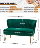 Loveseat de terciopelo Ainhoa con patas de horquilla