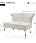 Loveseat Wingback Megara de terciopelo sin brazos