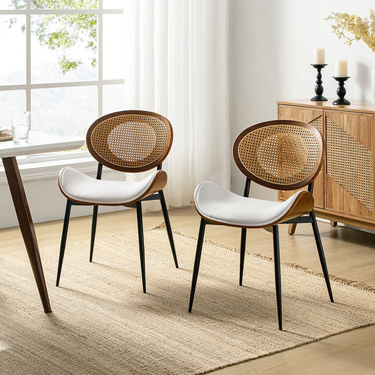 Flora Silla de Comedor con Respaldo de Madera Curvado y Cojín Juego de 2