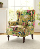 Sillón acentuado tapizado Matteo Floral con adornos de cabeza de clavo