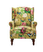 Sillón acentuado tapizado Matteo Floral con adornos de cabeza de clavo