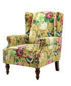 Sillón acentuado tapizado Matteo Floral con adornos de cabeza de clavo