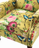 Sillón acentuado tapizado Matteo Floral con adornos de cabeza de clavo
