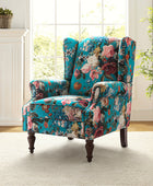Sillón acentuado tapizado Matteo Floral con adornos de cabeza de clavo
